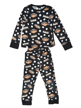 Pixielane Boys black smores Pajama Set size 4 EUC